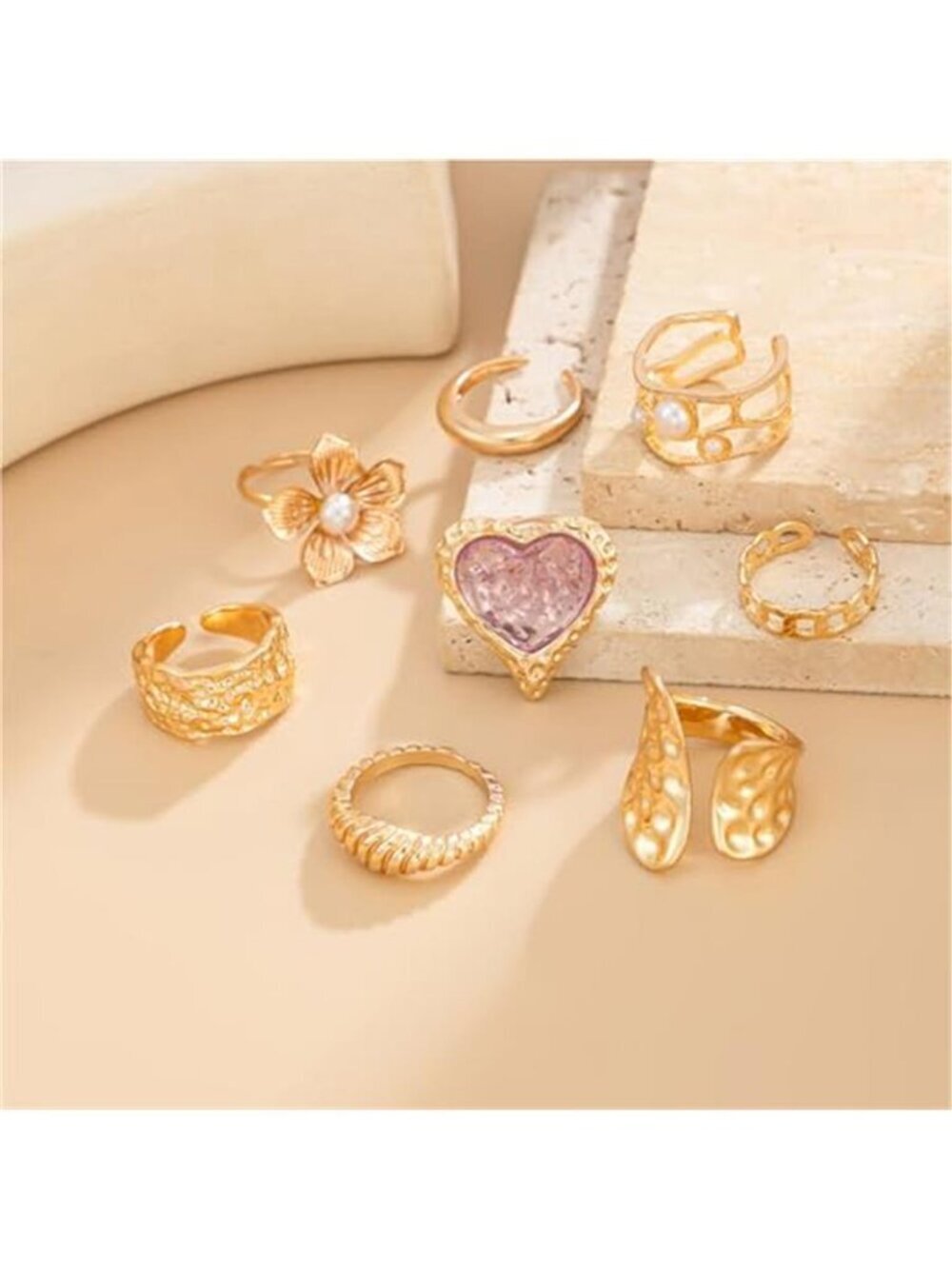 Stackable Gold Rings Set - Picture 3 of 3